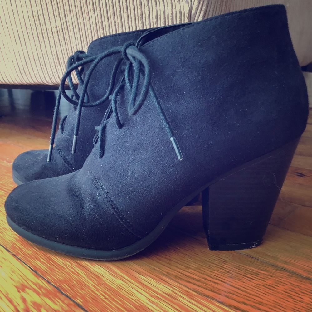 Suede Black Lace Up Booties